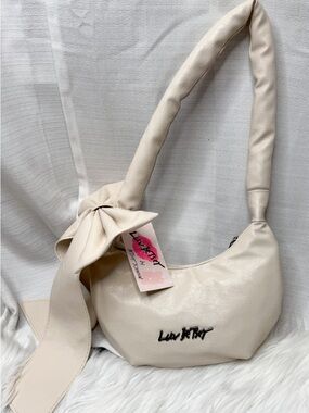 Betsey Johnson Cream Bow Shoulder Bag Mini Purse Coquette Y2K Chic